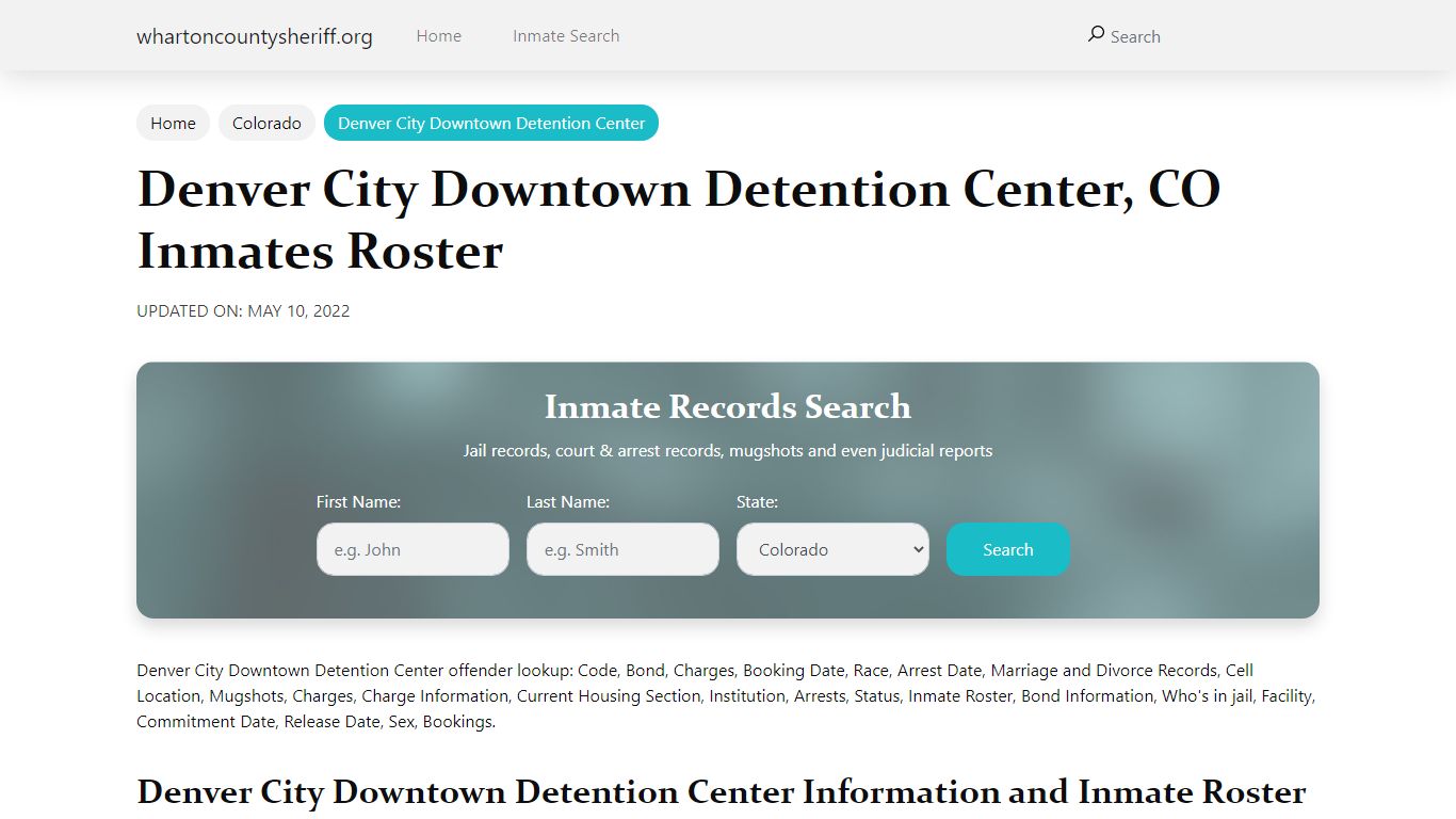 Denver City Downtown Detention Center, CO Jail Roster ...